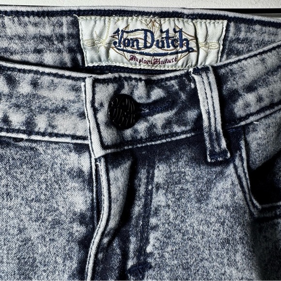 Von Dutch Vintage Acid Wash Ribbon Cut Out Jeans Size 26 100% Cotton - Picture 9 of 15